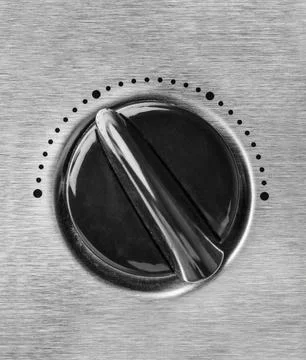 Technology control knob dial with brushed stainless steel metal texture Stock Photos
