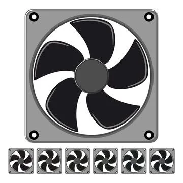 Technology cooling fan pc cartoon vector graphic Illustrazione stock