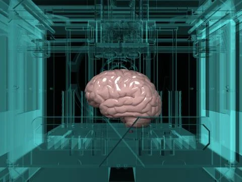 Technology to create an artificial brain in a 3d printer Stock Illustration