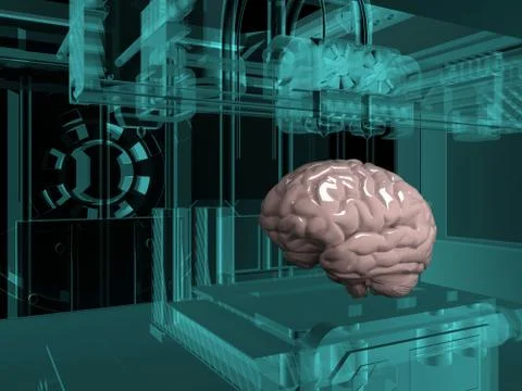 Technology to create brain in a 3d printer Stock Illustration