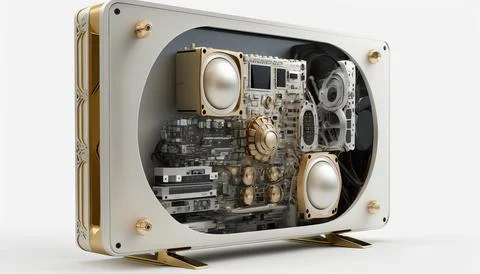 Technology creative scene isolated on a white background Stock Illustration