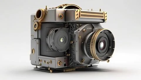 Technology creative scene isolated on a white background Stock Illustration