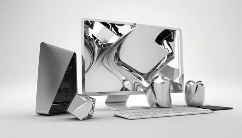 Technology creative scene isolated on a white background Stock Illustration