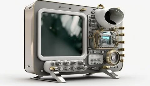 Technology creative scene isolated on a white background Stock Illustration