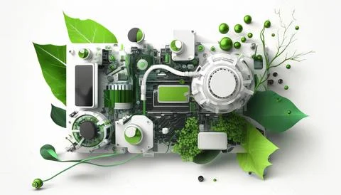 Technology creative scene isolated on a white background Stock Illustration