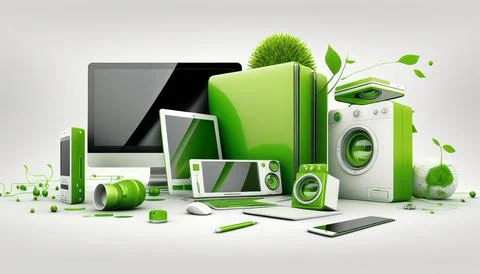 Technology creative scene isolated on a white background Stock Illustration
