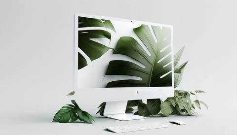 Technology creative scene isolated on a white background Stock Illustration