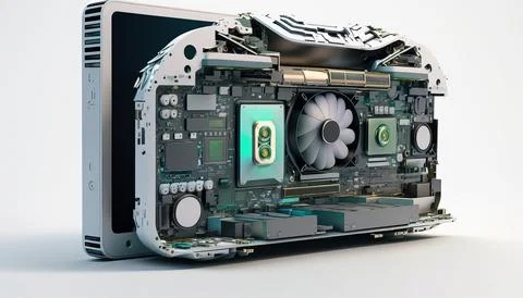 Technology creative scene isolated on a white background Stock Illustration