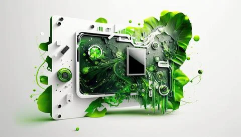 Technology creative scene isolated on a white background Stock Illustration