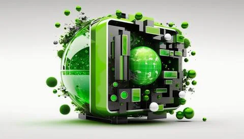 Technology creative scene isolated on a white background Stock Illustration