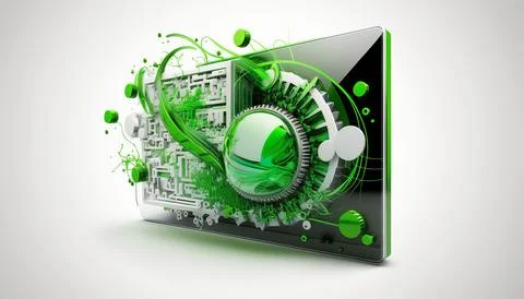 Technology creative scene isolated on a white background Stock Illustration