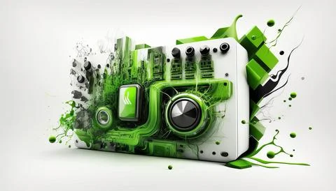 Technology creative scene isolated on a white background Stock Illustration