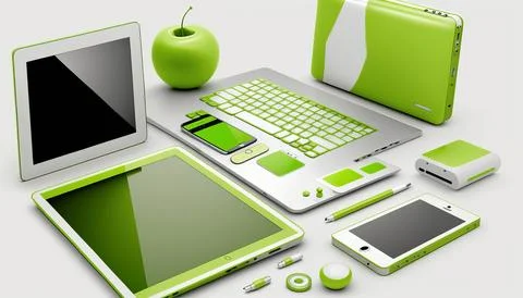 Technology creative scene isolated on a white background Stock Illustration