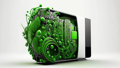 Technology creative scene isolated on a white background Stock Illustration