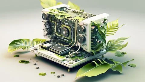 Technology creative scene isolated on a white background Stock Illustration