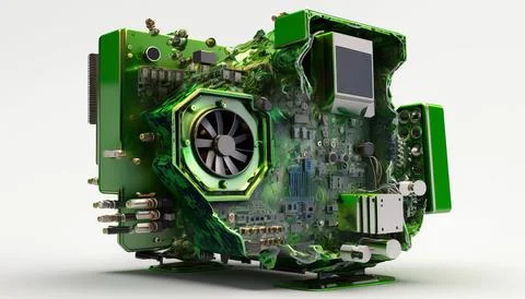 Technology creative scene isolated on a white background Stock Illustration