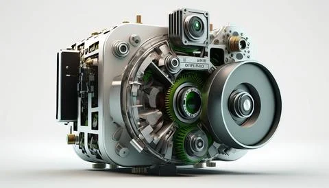 Technology creative scene isolated on a white background Stock Illustration