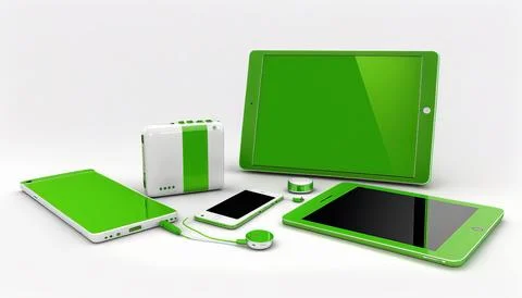 Technology creative scene isolated on a white background Stock Illustration