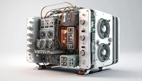 Technology creative scene isolated on a white background Stock Illustration