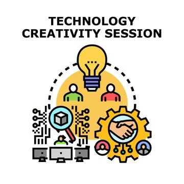 Technology creativity session developing innovative business solutions Stock Illustration