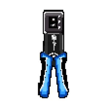 Technology crimper tool pixel art vector illustration Illustrazione stock