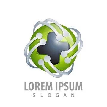 Technology cross sphere concept design. Symbol graphic template element vecto Stock Illustration