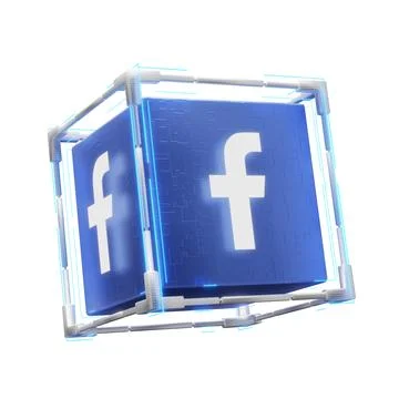 Technology cube with facebook logo isolated. Stock Illustration