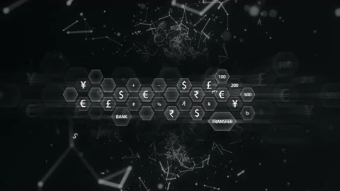 Technology currency background. Digital Banking, Transfer, Trading, Economy. Stock Footage 134958719