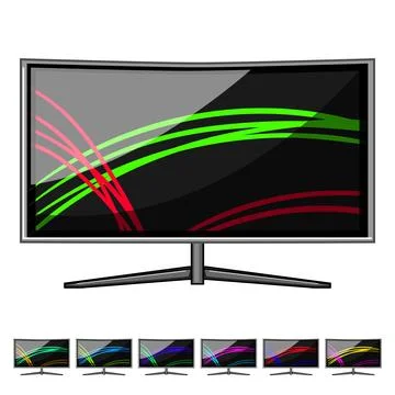 Technology curved screen cartoon vector graphic Stock Illustration