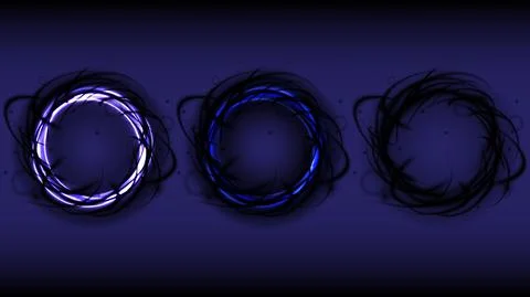 Technology darkness swirl black effect collection. Magic abstract frame ring. Stock Illustration