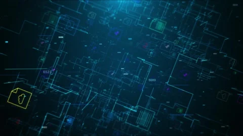Technology data binary code network conveying connectivity, complexity and data Stock Footage 312027452
