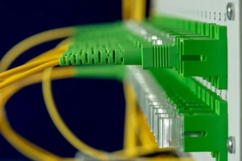 Technology data center with fiber optic distribution panel Stock-Fotos