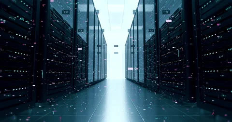 Technology Data Center Interior with Powerful Server Hardware 4K. Stock Footage 329055712