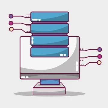 Technology data center server connection Stock Illustration