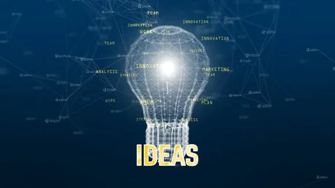 Technology data network with digital lamp on blue background creative idea Stock Footage 105811353