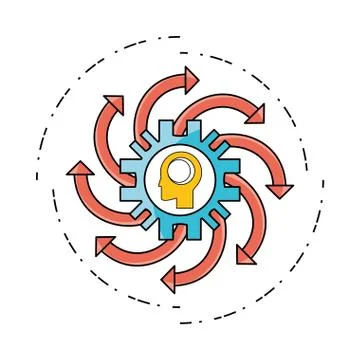 Technology data process to teamwork development 스톡 일러스트