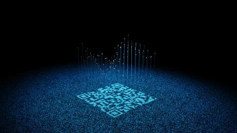 Technology data QR code and data transmission, network technology イラスト素材