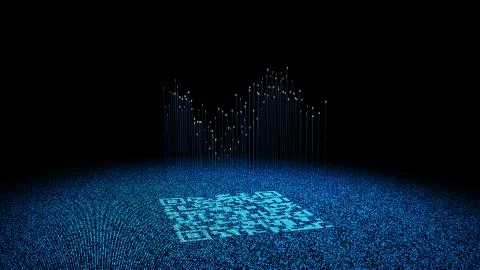 Technology data QR code and data transmission, network technology 스톡 일러스트