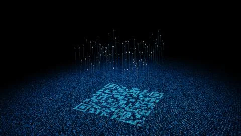 Technology data QR code and data transmission, network technology Stock Illustration
