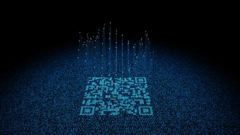 Technology data QR code and data transmission, network technology Stock Illustration