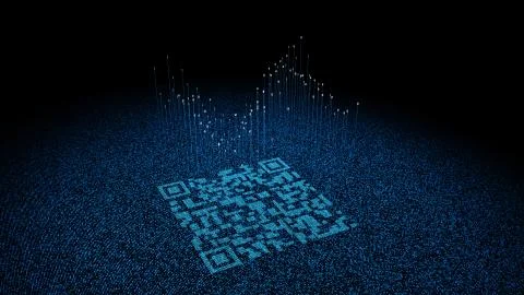 Technology data QR code and data transmission, network technology Stock Illustration
