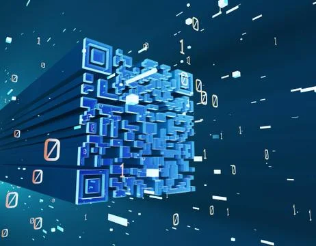 Technology data QR code and data transmission, network technology イラスト素材