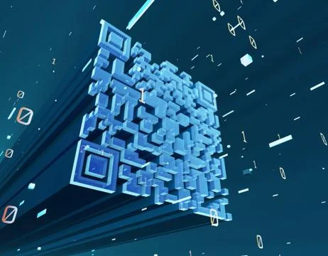 Technology data QR code and data transmission, network technology イラスト素材