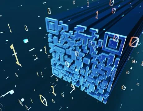 Technology data QR code and data transmission, network technology イラスト素材