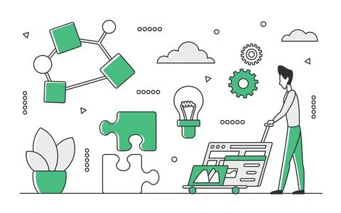 Technology data storage and hosting Illustrazione stock