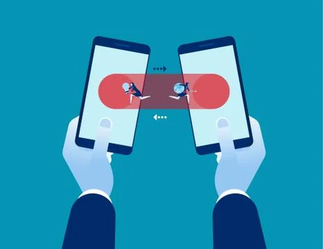 Technology. Data transfer and connection on smartphone. Concept business tech Stock Illustration