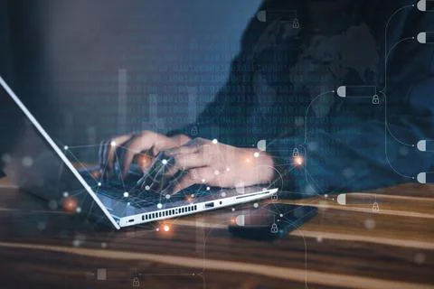 Technology Database Access for Business Financial Security. Businesswoman Ana Stock Photos