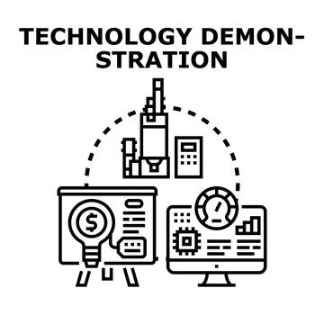 Technology demonstration concept with business development 库存插图