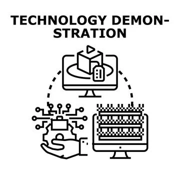 Technology demonstration presenting digital product development progress Ilustração Stock