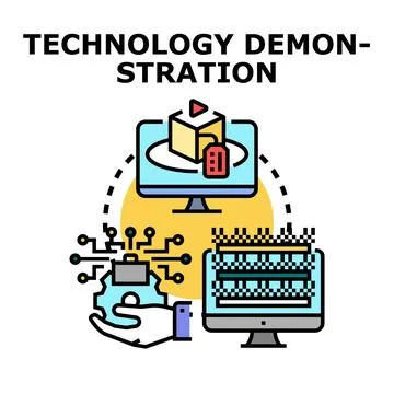 Technology demonstration presenting digital product development progress Stock-Illustration